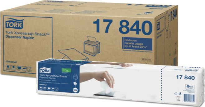 Tork Tork Xpressnap Snack - Serwetki dyspenserowe, 1-warstwowe, universal - Białe