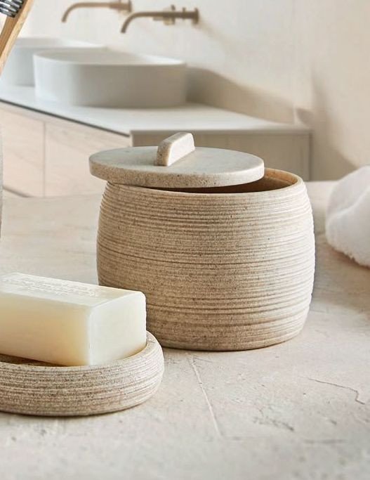 Kleine Wolke Kleine Wolke Sand Pojemnik na waciki kompozyt ceramiczny Eco Care beż macadamia