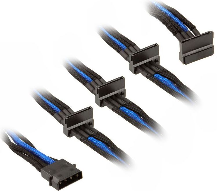SilverStone Molex - SATA x4, 0.3m, Niebieski (SST-PP07-BTSBA)