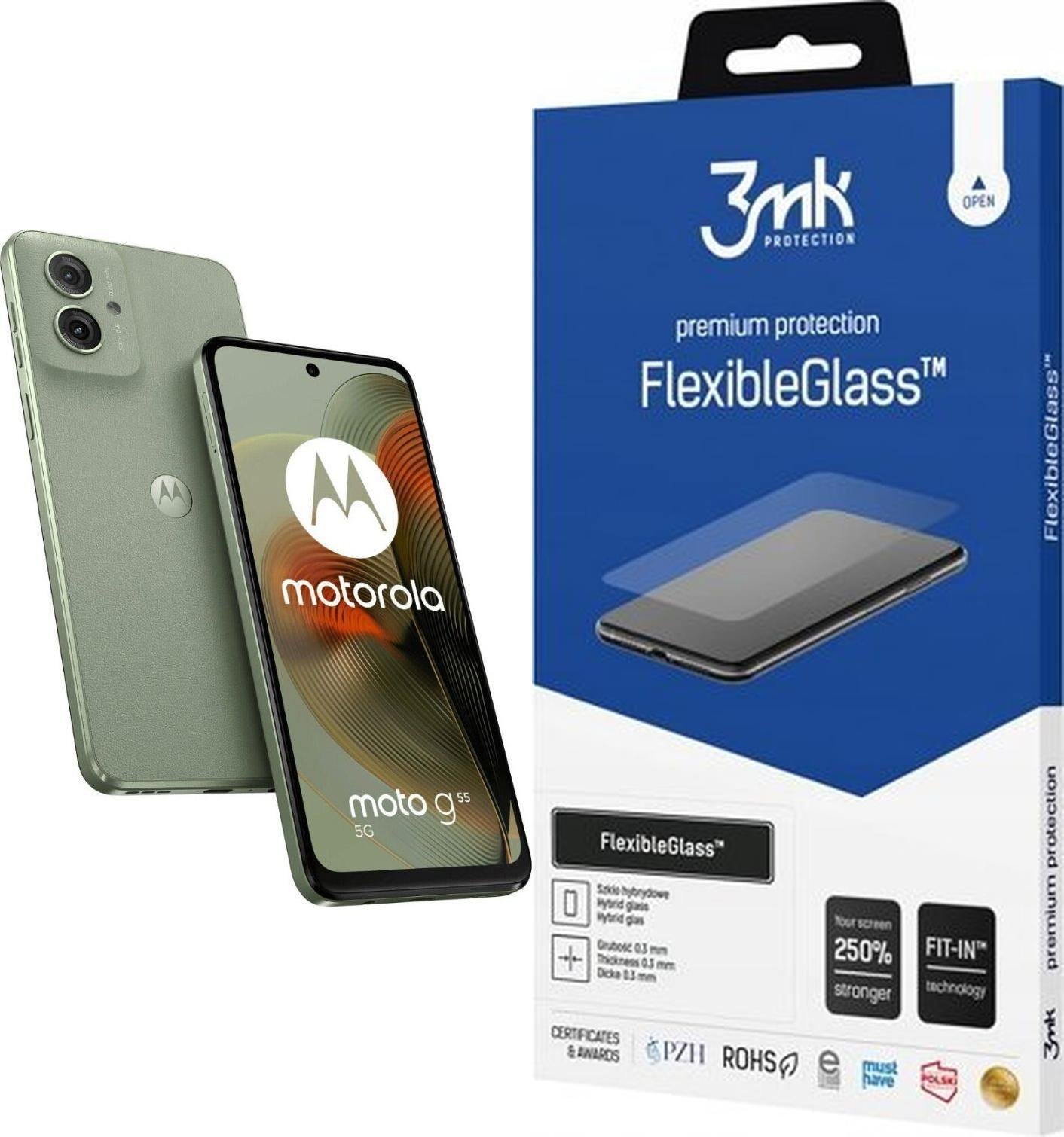 Smartfon Motorola Moto G55 5G 8/256GB Zielony (PB5U0016IT) + FlexibleGlass