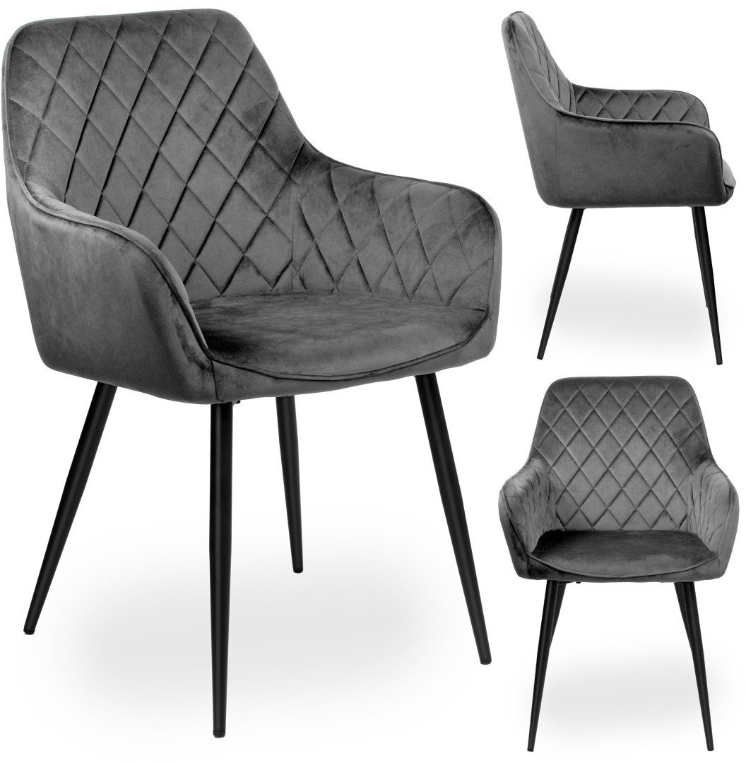 Krzesło welurowe HAVANA VELVET grafitowe