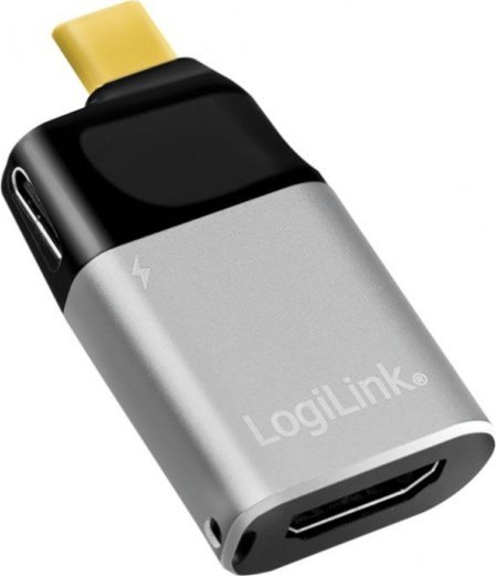 LOGILINK CUA0203 Adapter USB typu C C/M na HDMI-A+USB-C 4K PD aluminium czarny/szary