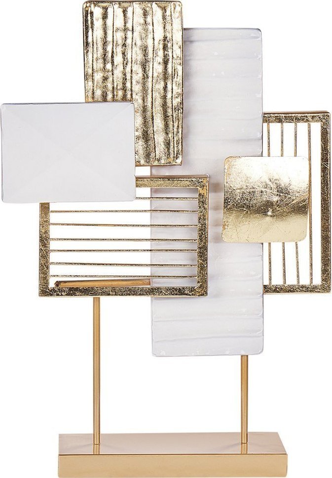 Beliani Dekoracyjna rzeźba metalowa złoto-biała BORON