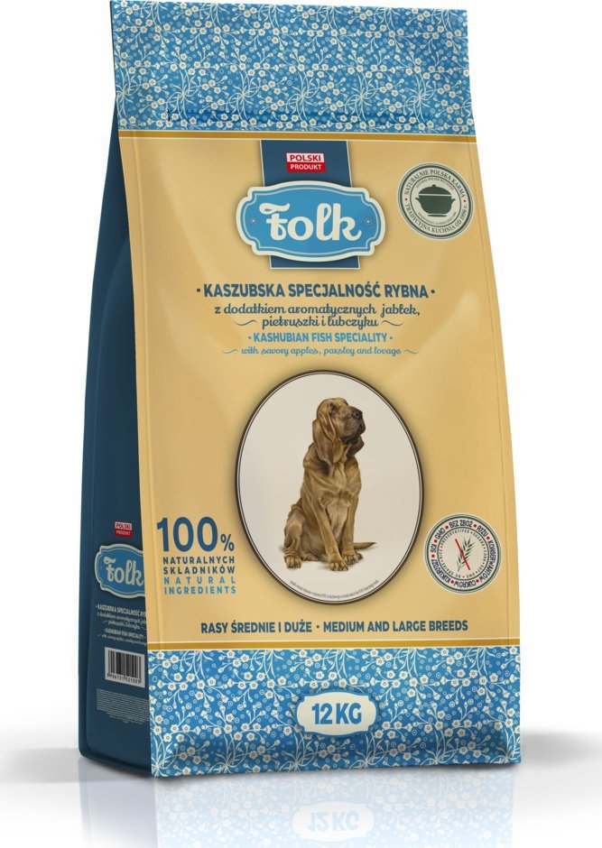 Folk Karma sucha dla psa FOLK M&L Kaszubska specjalność rybna z dodatkiem jabłek, pietruszki i lubczyku 12 kg