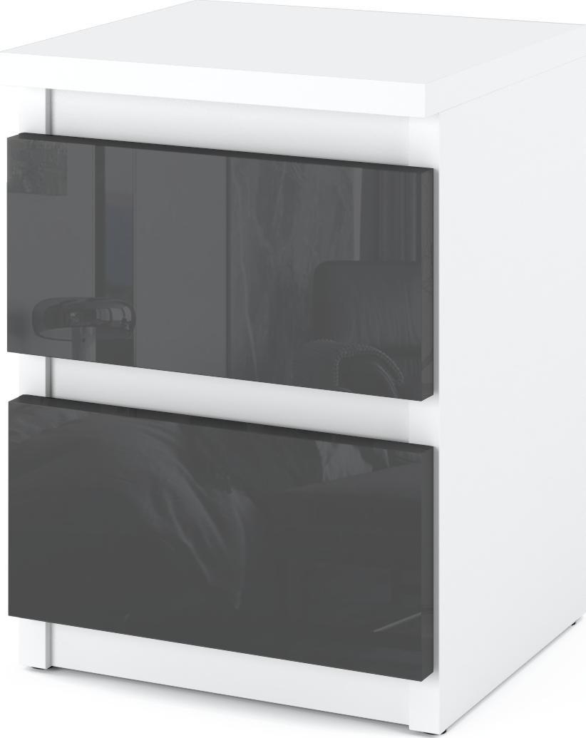 Stiv-Meble SZAFKA NOCNA BIAŁY MAT/SZARY POŁYSK