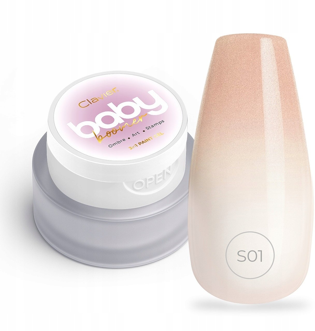 Reney Cosmetics CLAVIER_Baby Boomer budujący żel 3w1 S01 Shimmer 3g