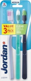 Jordan Jordan Szczoteczka do zębów Clean Smile - medium 1op.-3szt - mix kolorów