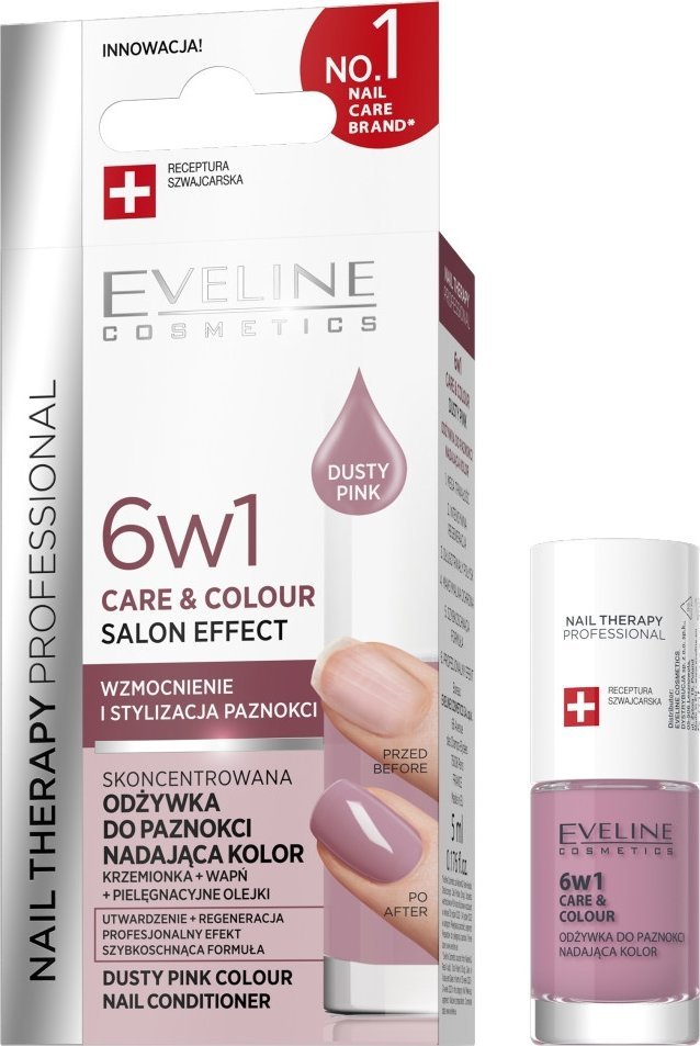 Eveline Cosmetics Nail Therapy Professional 6w1 Care &amp Colour skoncentrowana odżywka do paznokci nadająca kolor Dusty Pink