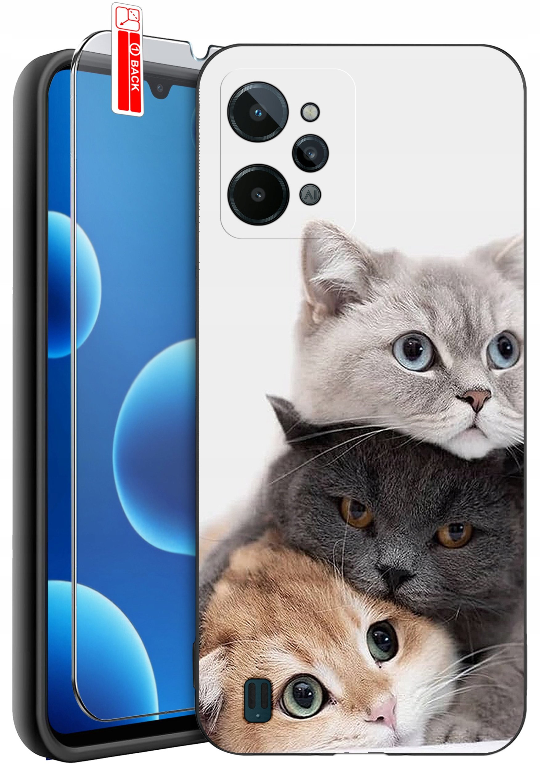 ETUI do Realme C31| WZORY | SILIKONOWE MATT CASE + SZKŁO 9H