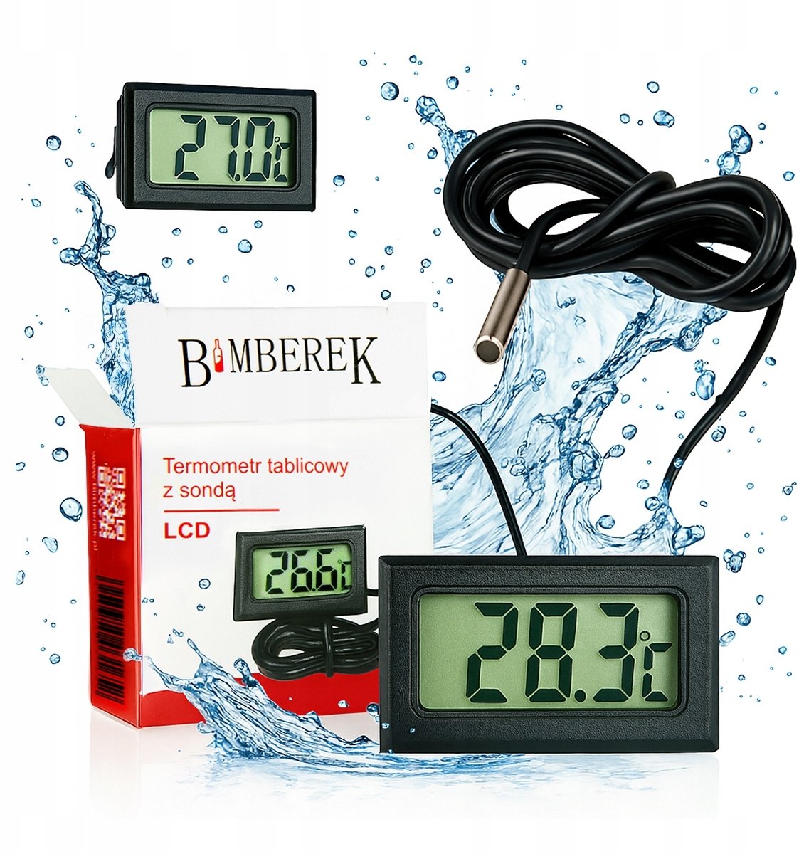 Termometr elektroniczny tablicowy cyfrowy z sondą precyzja LCD do alkoholi