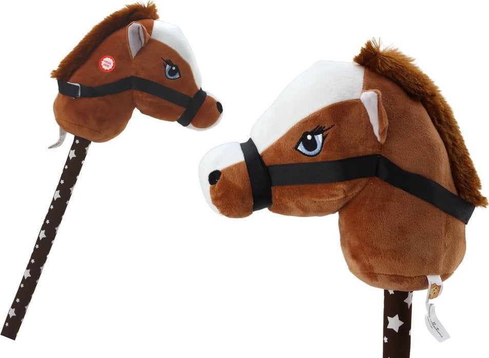 Pluszowa Głowa Konia Na Kiju Hobby Horse Koń Krótkowłosy Ciemnobrązowy Dźwięki LEAN Toys