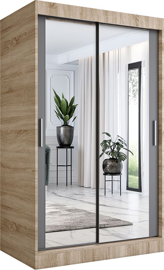 Elior Przesuwna szafa w kolorze dąb sonoma + antracyt 120 - Edna 3X