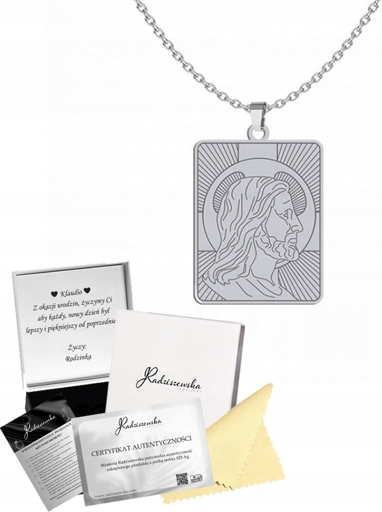 Radziszewska Jewellery Naszyjnik Srebrny Medalik Pan Jezus 925 Prezent Łańcuszek GRAWER GRATIS