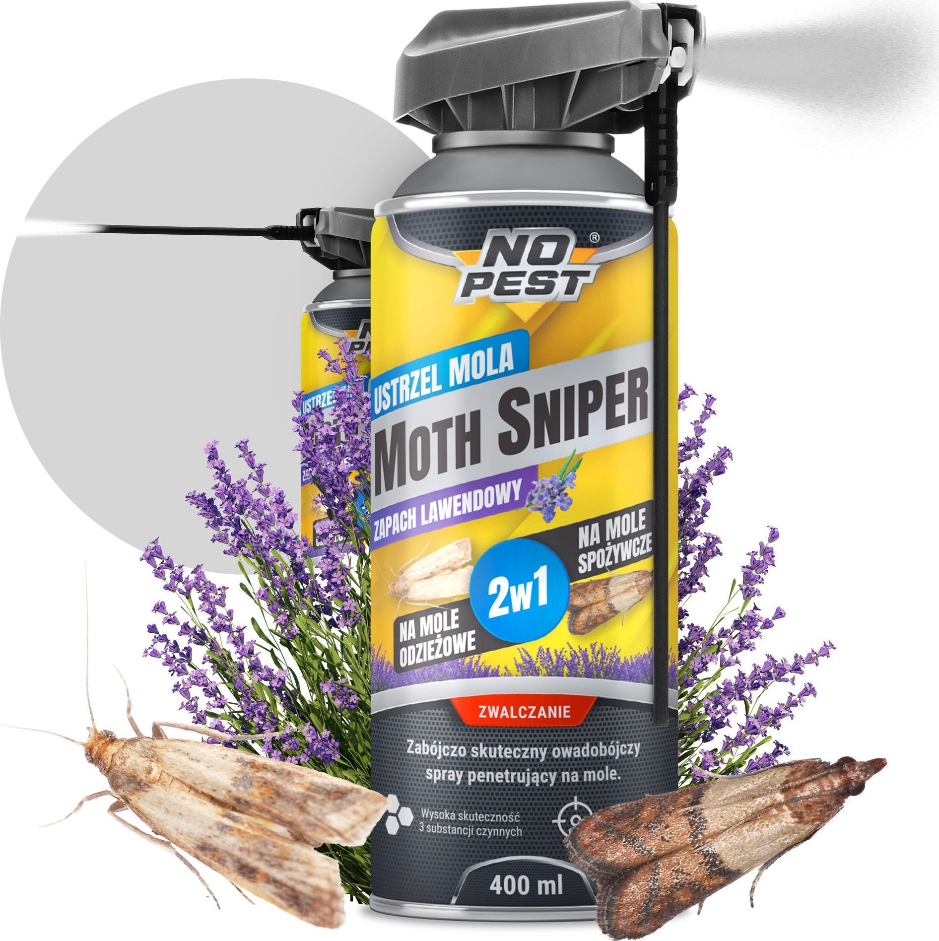 NO PEST Sniper Spray na Mole 400ml Środek Płyn Preparat na Mole Odzieżowe Spożywcze