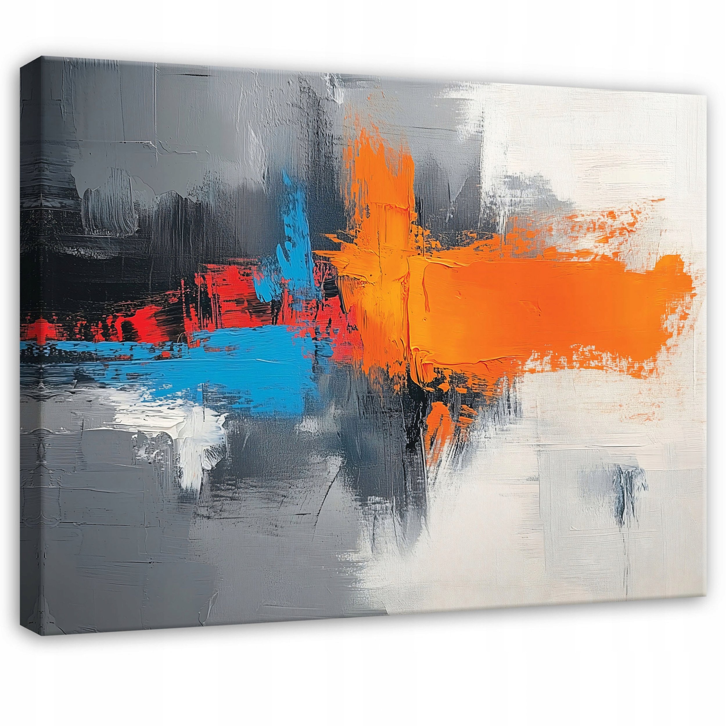 OBRAZ ABSTRAKCJA SZARY KOLOROWY DO SYPIALNI SALONU NA PŁÓTNIE 100x70