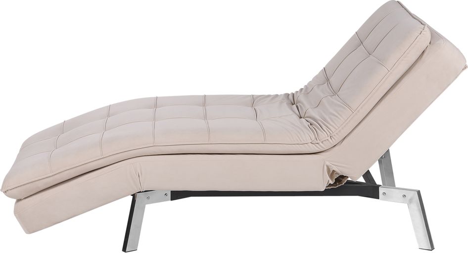 Beliani Szezlong welurowy rozkładany beżowy LOIRET