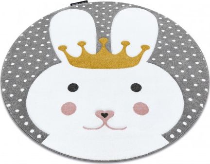 Dywany Łuszczów Dywan PETIT BUNNY KRÓLICZEK KRÓLIK koło szary, koło 140 cm