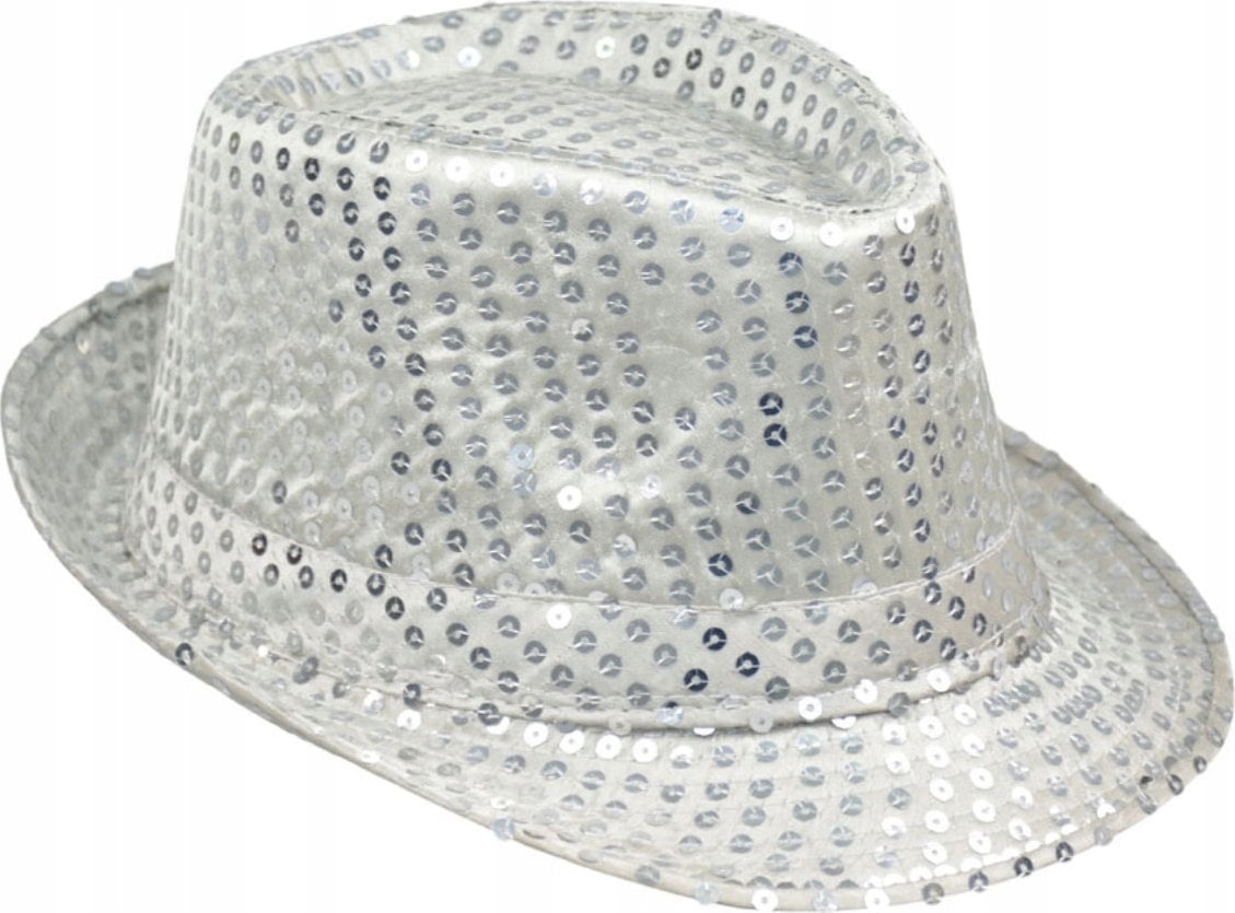 Arpex KAPELUSZ CEKINY SREBRNY