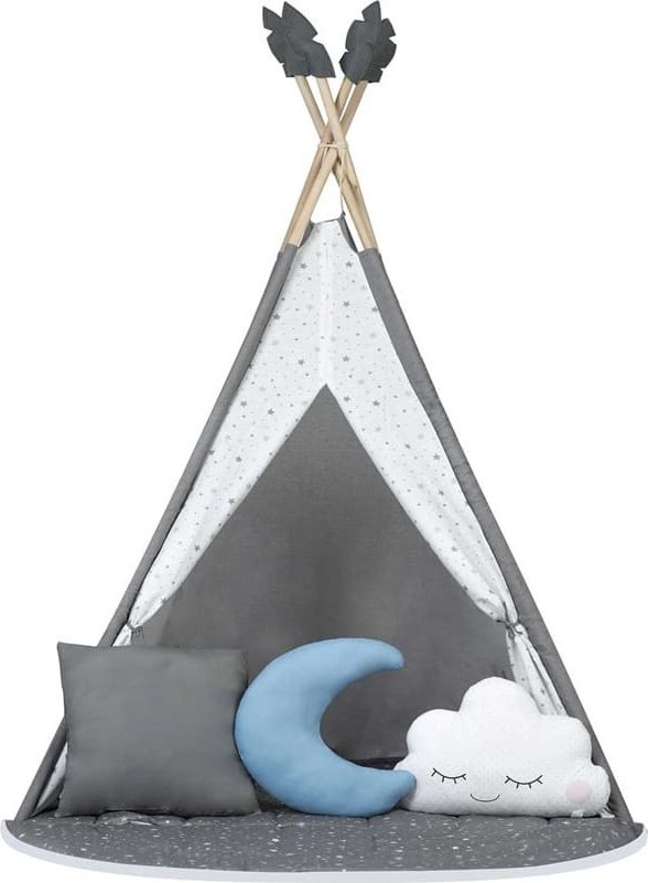 Małpiszon Namiot tipi bawełniany Stars 116 x 116 xx 165 cm Nukido szary