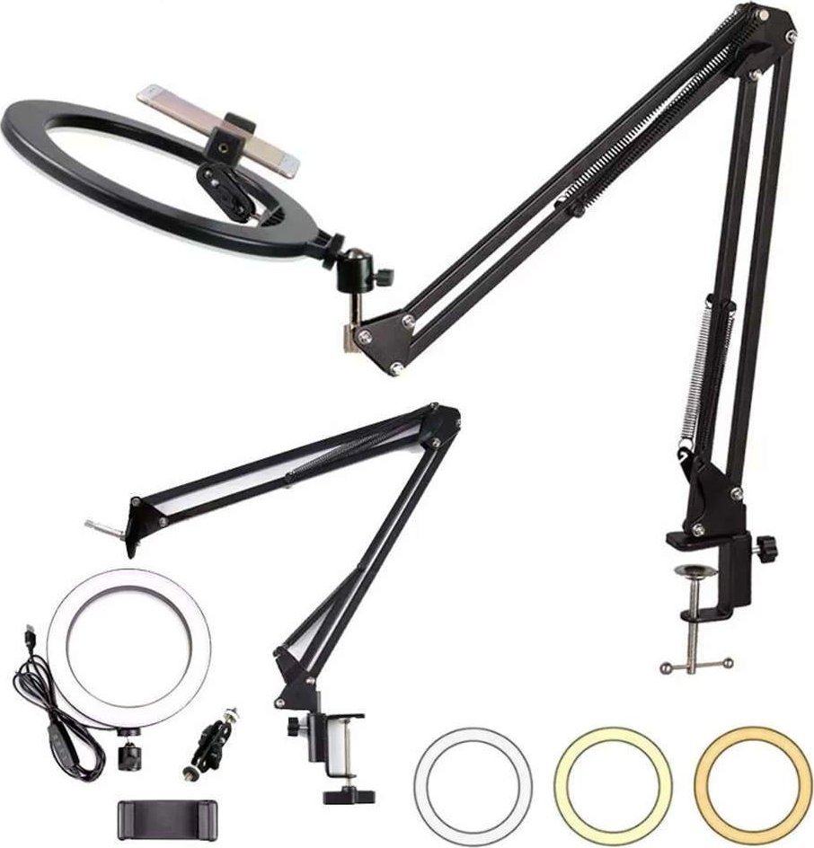 Lampa pierścieniowa Alogy LED 10 cal fotograficzna Ring do makijażu statyw do biurka blatu