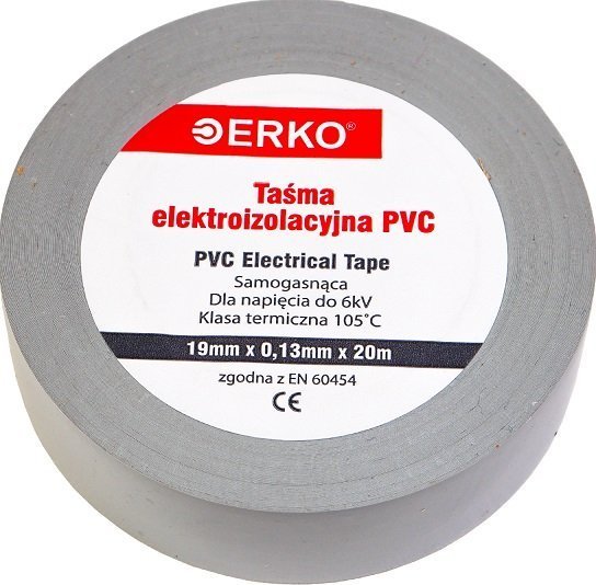 Erko Taśma izolacyjna duża 19mm 20m Szara ERKO