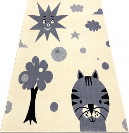 Dywany Łuszczów Dywan BCF FLASH Smile 3992 - Słońce, słoneczko krem / szary, 160x220 cm