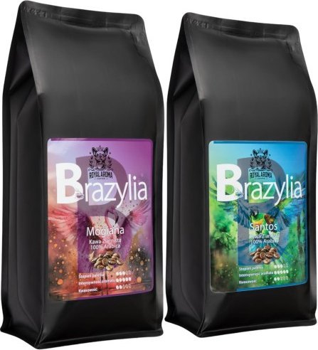 Kawa ziarnista Royal Aroma Coffee Kawa Ziarnista 500g x2 Brazylia Santos + Mogiana 100% Arabica Świeżo Palona Royal Aroma Coffee