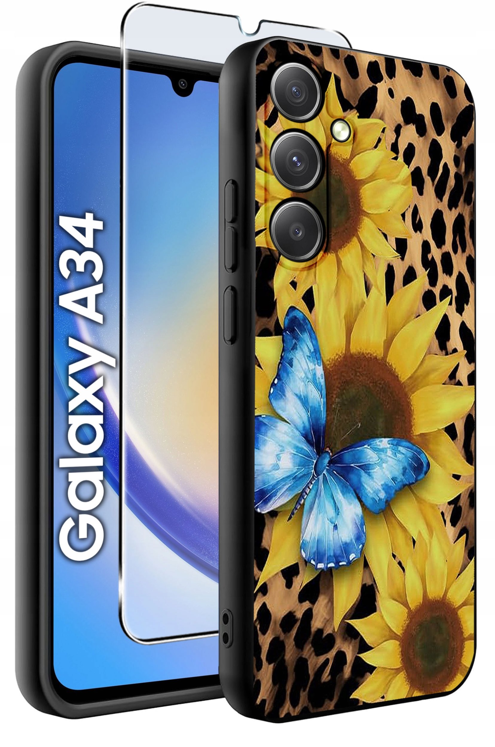 ETUI do Samsung A34 5G WZORY | SILIKONOWE MATT CASE + SZKŁO 9H