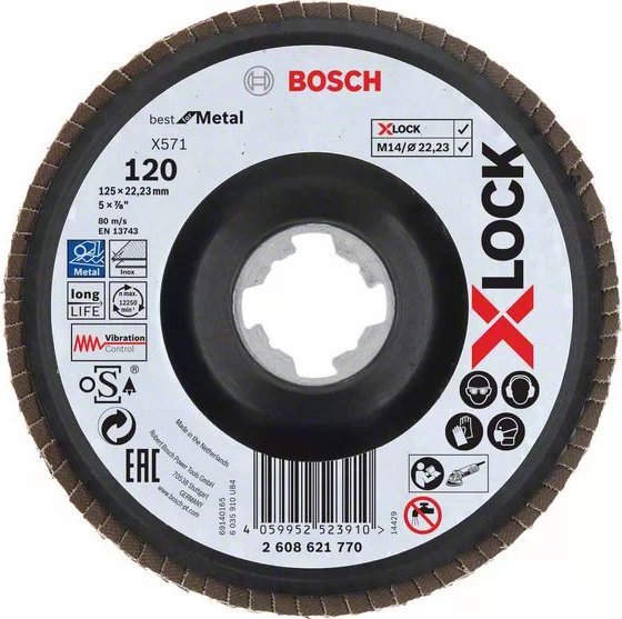 Bosch Bosch X-LOCK serrated lock washer X571 Best for Metal, O 125mm, grinding disc (K120, angled version)