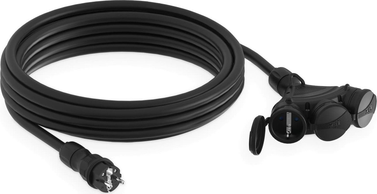 KEL Przedłużacz budowlany 3-gniazda z/u 5m /H05RR-F 3x2,5/ IP54 czarny/czarny W-01169