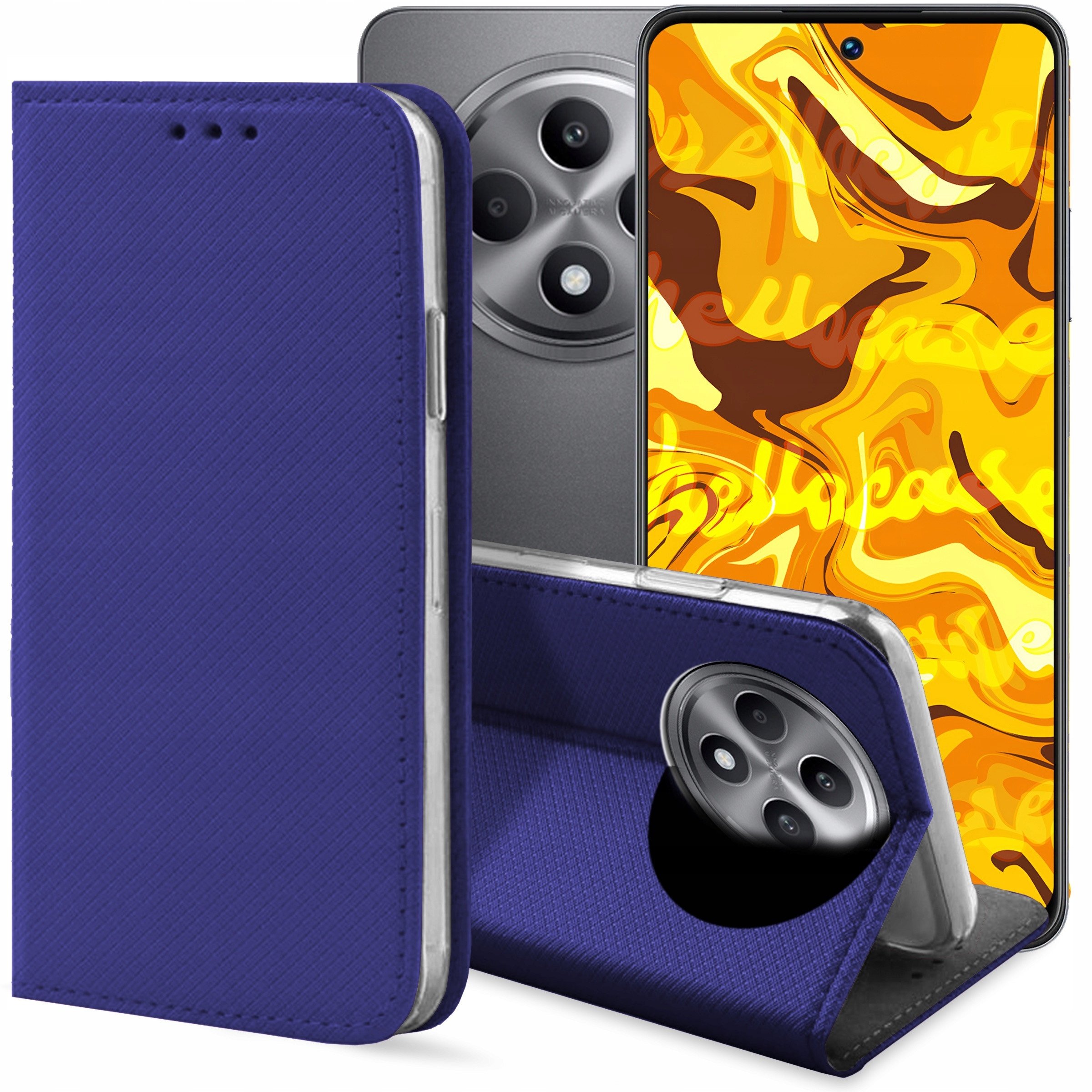 ETUI Z KLAPKĄ DO OPPO RENO12 F 4G / 5G / FS 4G / 5G GRANATOWE MAGNETYCZNE