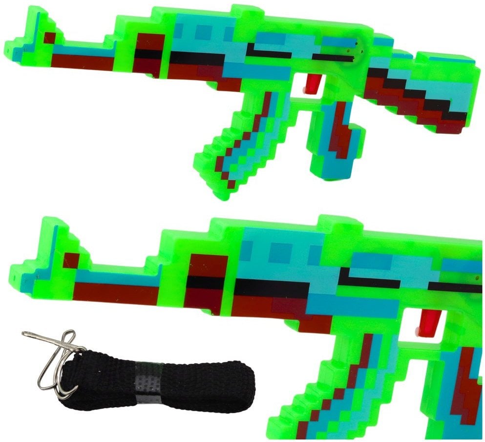 Karabin Pikselowy Broń Światła Dźwięki Niebieski 39cm