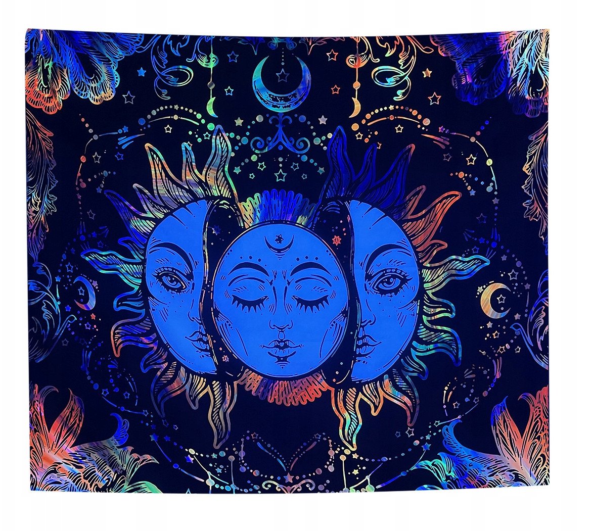 Dekoracja ŚCIENNA UV OBRAZ Fluorescencyjny GOBELIN ODBLASK 150x150cm Słońca