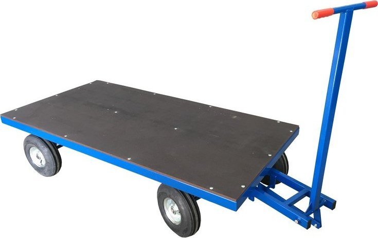 WiZ Wózek platformowy. Platforma ze sklejki z siatką antypoślizgową. Wym. 1000x2000mm (Koła: Pneumatyczne)