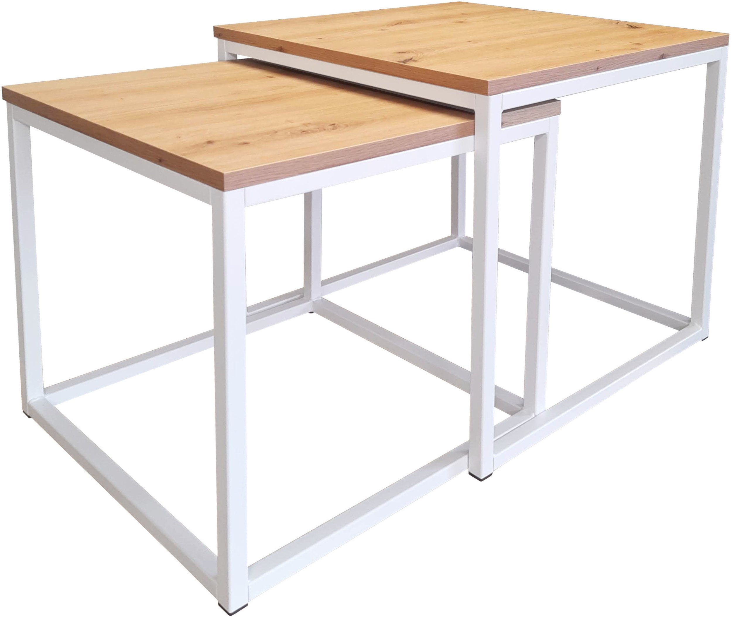 Stolik kawowy 2W1 dąb craft podstawa biała