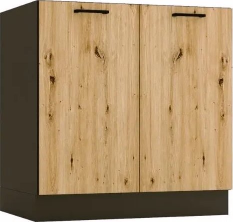 Stolkar Szafka pod zlew ANIKA D80ZL grafitowa/dąb artisan STOLKAR