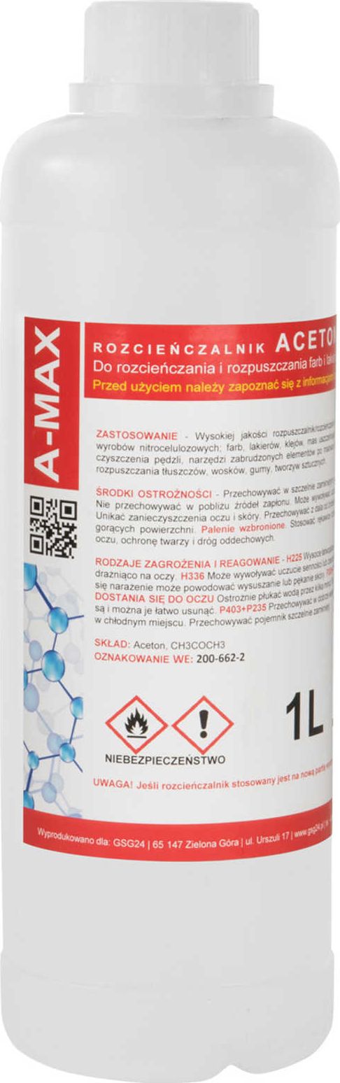 GSG Aceton rozpuszczalnik zmywacz A-MAX 1L