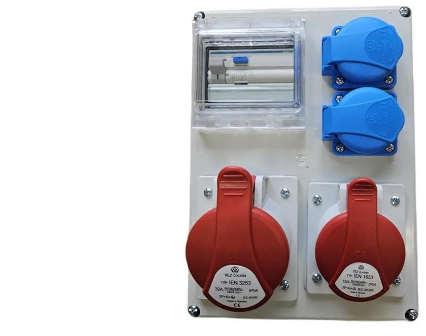 Rozdzielnica elektryczna CEE 32A 16A 2x230V z bezpiecznikami HAGER FI 98H-2