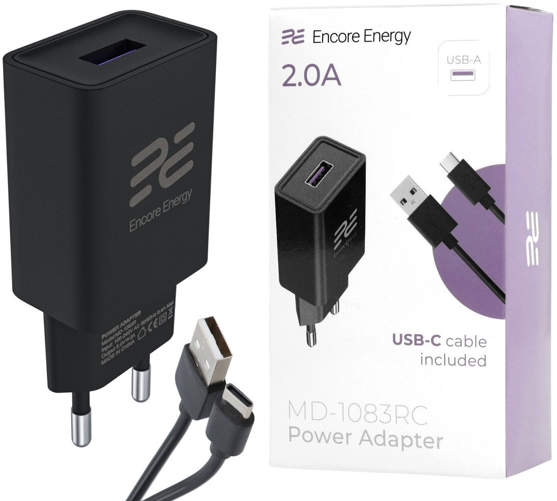 Nowa ładowarka sieciowa Encore Energy USB-A 10W + kabel USB-C ładowarka uniwersalna MD-1083RC