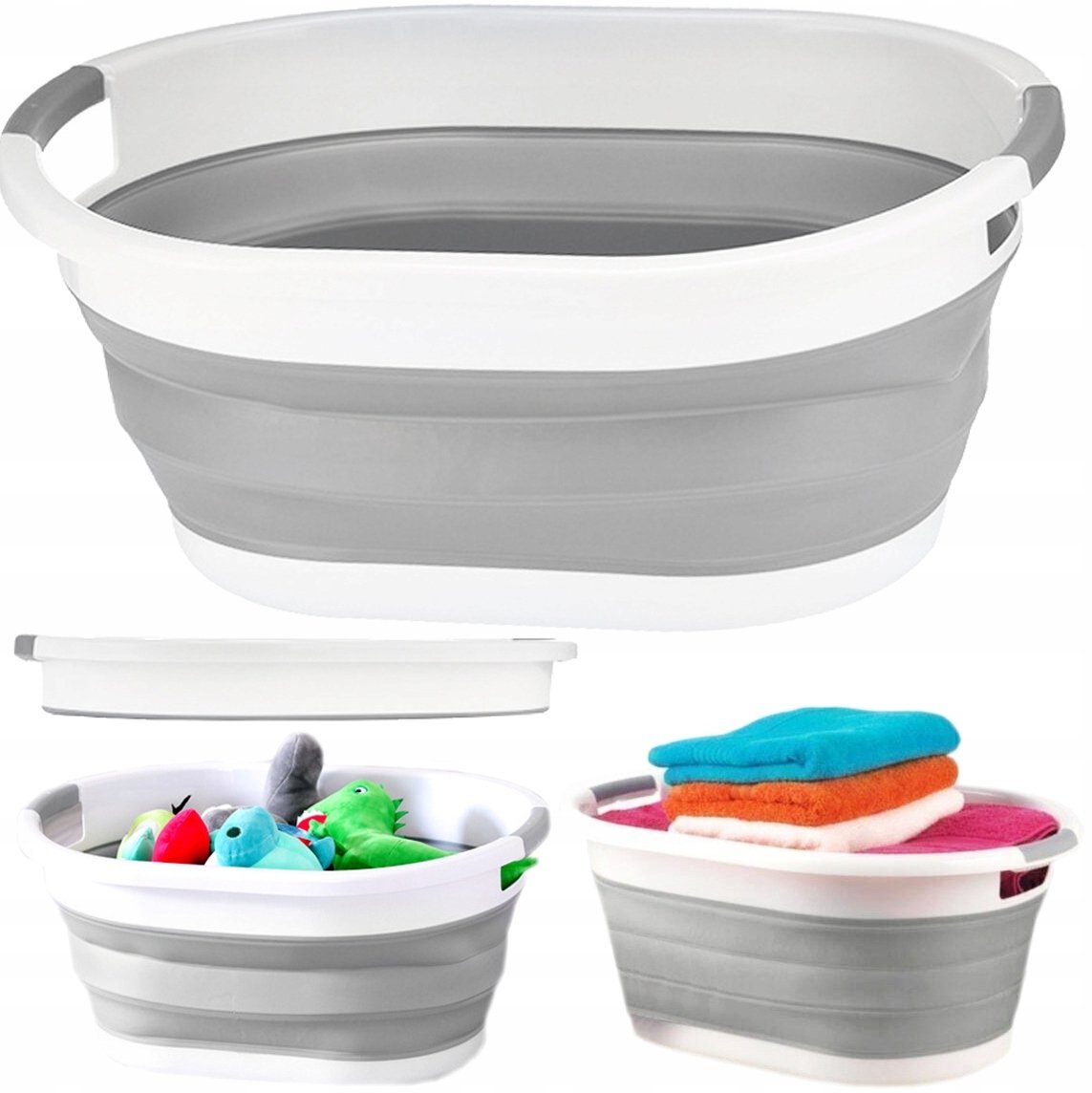 Kosz Na Pranie Bieliznę Składany Miska Silikon 25L
