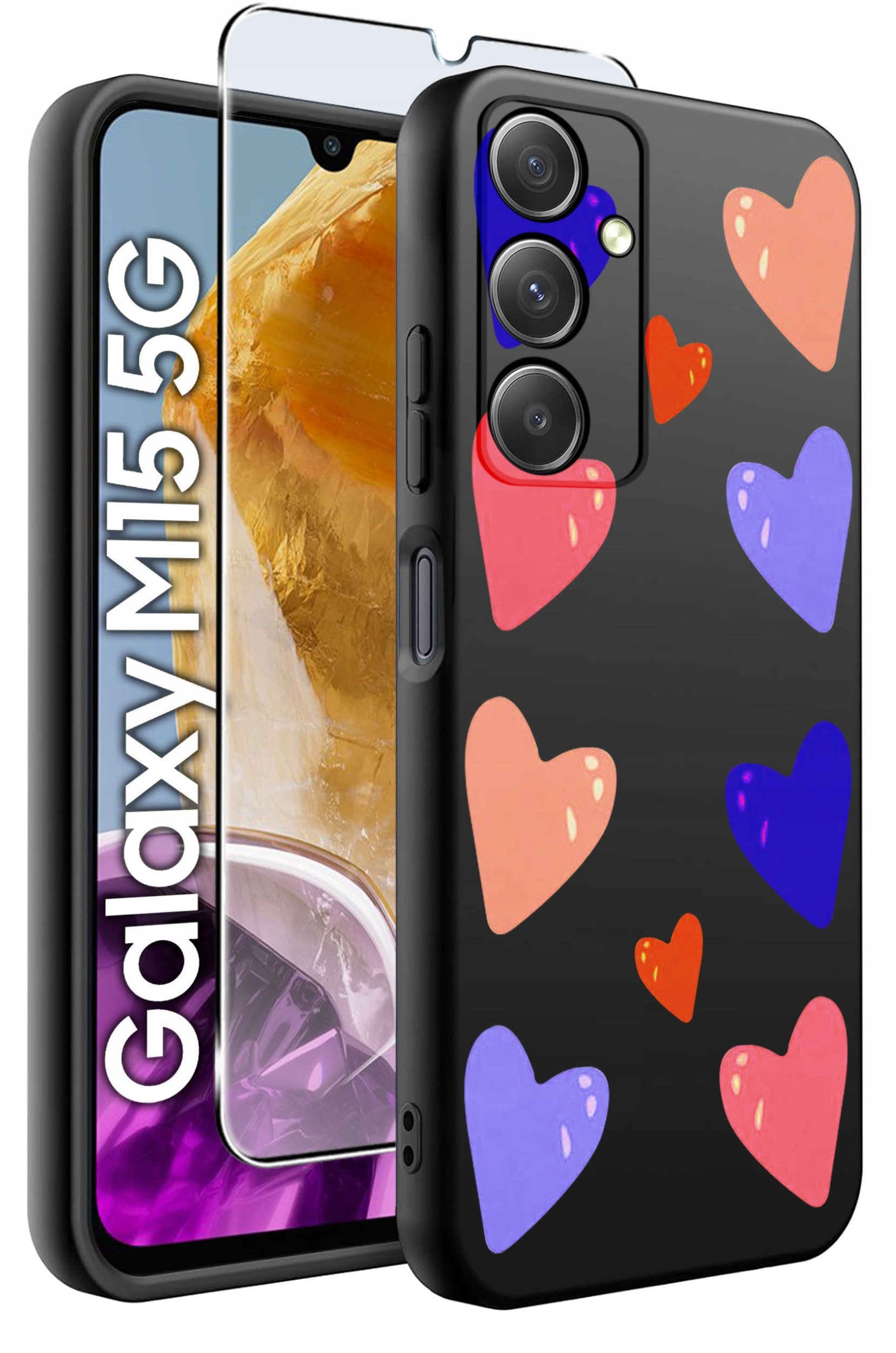 ETUI do Samsung M15 5G WZORY | SILIKONOWE MATT CASE + SZKŁO HARTOWANE 9H