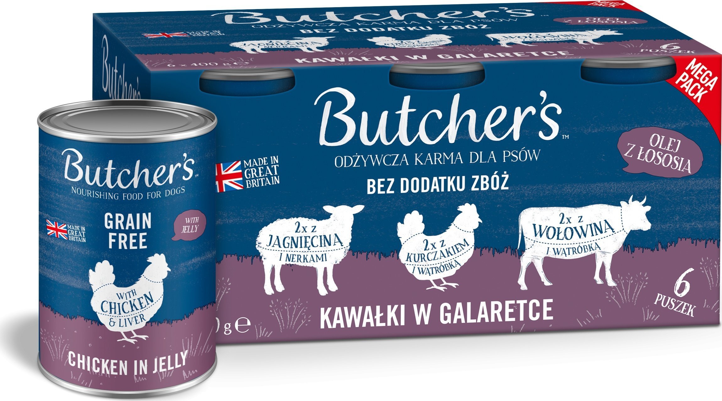 Butcher’s Butcher's Original Recipe in Jelly mix smaków z wątróbką lub nerkami kawałki w galaretce karma dla psa 6 x 400g
