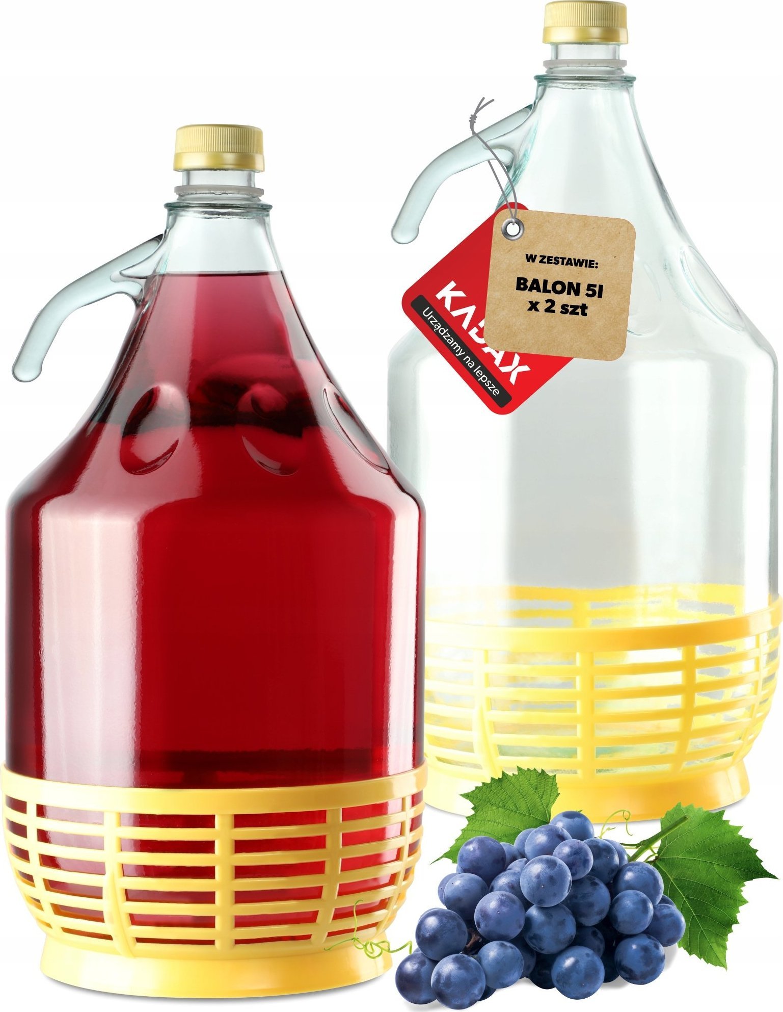 Kadax Gąsior 5L Balon Dama Butelka Na Wino W Koszu 2szt