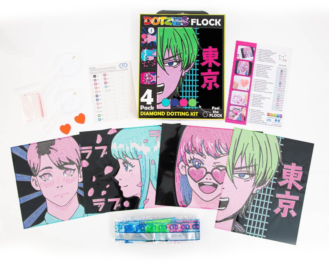 DIAMOND DOTZ ADULTS FLOCKED NEON ANIME