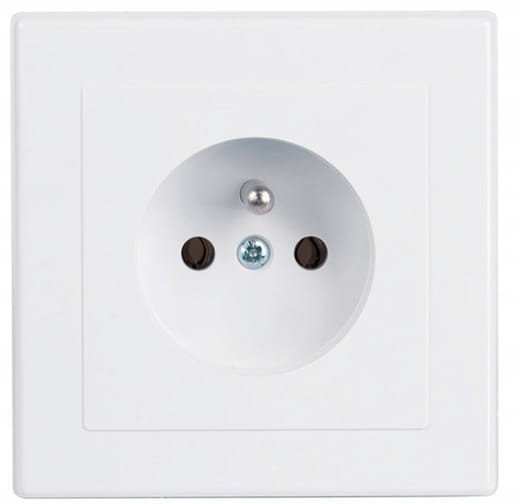 Gniazdo pojedyncze z uziemieniem IP20 16A 250V Podtynkowe Białe