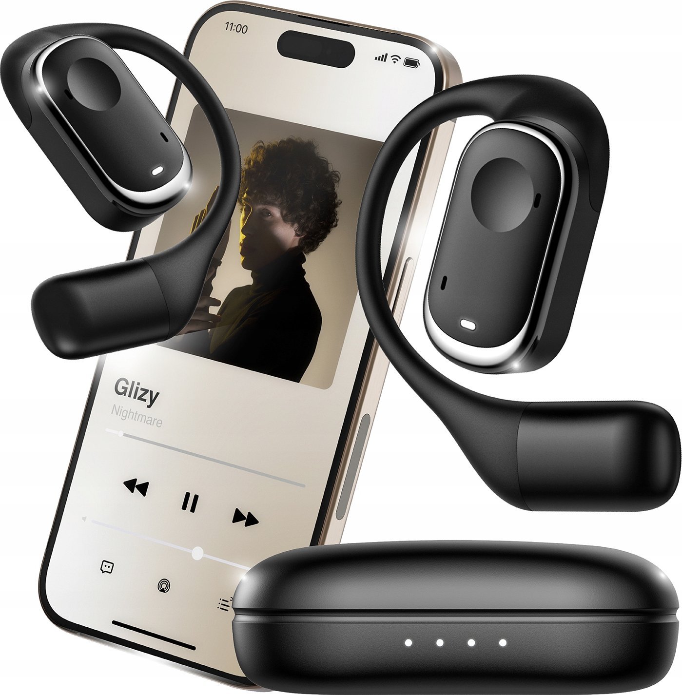 SŁUCHAWKI BEZPRZEWODOWE BLUETOOTH ZAUSZNE POWERBANK NA ROWER BIEGANIE SPORT