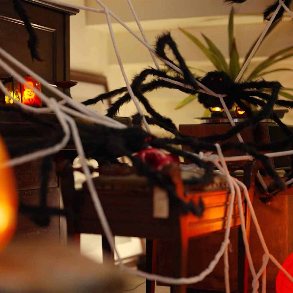 vidaXL Dekoracja pająka halloweenowego z sieciami 2 pcs 200 cm