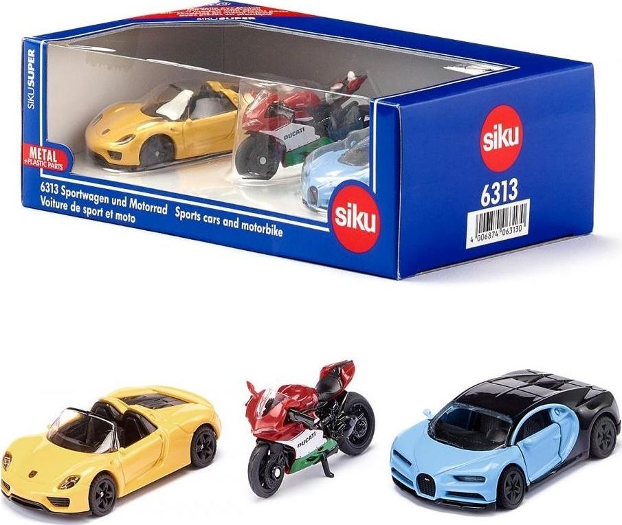 Siku Zestaw auta sportowe + motocykl