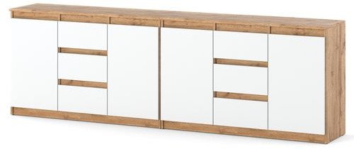 Komoda Duża 240cm Szafka Skandynawska 6 Szufladami Dąb Wotan Biały Mat