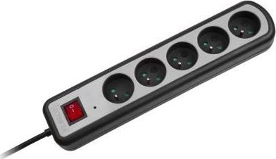 Listwa zasilająca LechPol przeciwprzepięciowa 5 gniazd 1.5 m czarno-srebrna (4996)